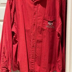 Ohio State button down plaid shirt no brand red white black size gone tag pulled